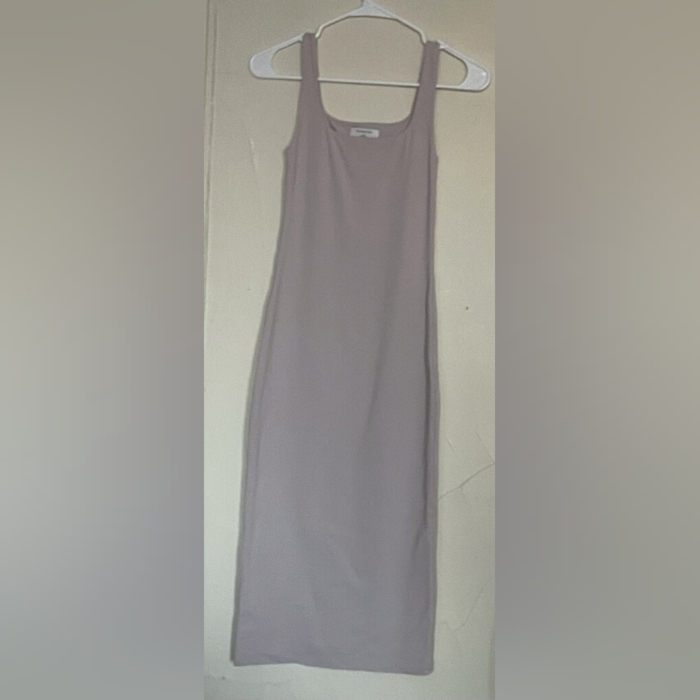 ARITZIA BABATON SCULPTING MIDI DRESS PINK BODYCON SLIP XS Contour Square Neck - Picture 2 of 3